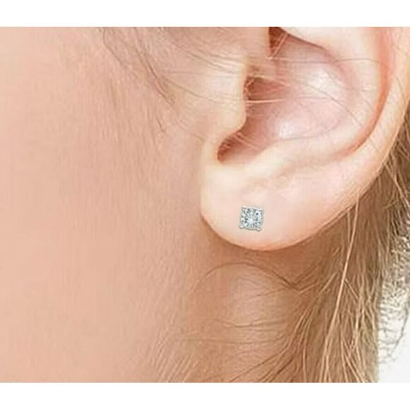 NWT 1/10 CT. T.W. Natural Diamond Hoop and Stud Earring Set in Sterling Silver - Picture 7 of 10